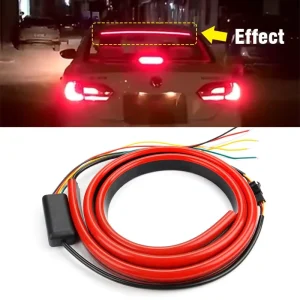 12V Car LED Strip Brake Lights 105cm Rear Tail Warning Light High Mount Stop Lamp Flow Waterproof Auto Day Interior Accessories