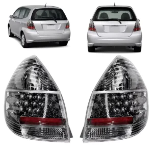 12V Car LED Tail Lamp Assembly for Fit Jazz GD1 GD3 Clear Lens 4000 Lm 6000K Left Right Pair