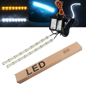 12V DRL水晶发光二极管灯条前转向信号灯频闪扫描模式柔性汽车日间行车灯前照灯摩托车