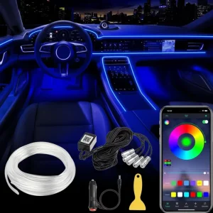 12V Flexible EL Wire Lights With App Control Ambient Atmosphere Strip Light Decorative Lamps Car Interior Neon RGB Led Strip
