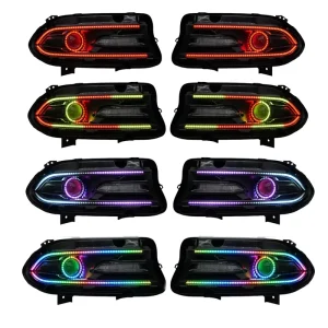 12V Flow DRL LED Daytime Running Light Boards+Halos KIT Front Headlight Car Accessory Retrofit for Dodge Charger