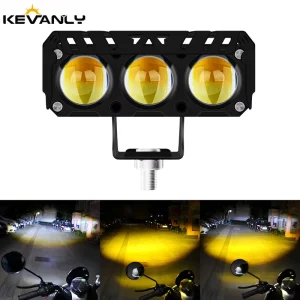 12V LED Car Auxiliary White Yellow Dual Driving Spot Light Color Waterproof Fog Lamp for SUV Truck Pickup Off Road Vehicle