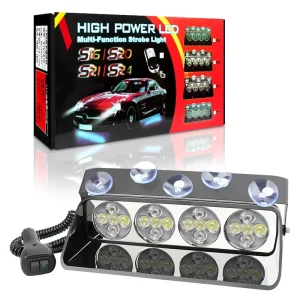 12V LED Car Dash Strobe Signal Lights Red Blue Yellow White Auto Windshield Emergency Warning Lamps with Sucker Lamps