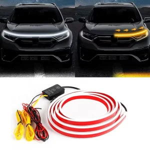 12V LED Car Hood Decorative Lamp 1.2M 1.5M 1.8M Universal Car DRL Dynamic Auto Tuning Headlight Strip
