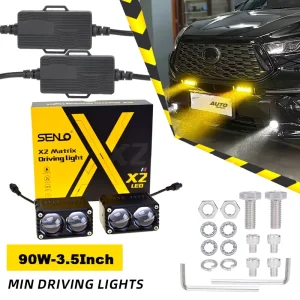 12V LED Car Lights Motorcycle Dual Lens Spotlight Auxiliary Front Grille Driving Fog Lights Off-road Trunk SUV