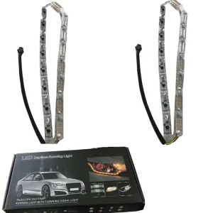 12V LED Daytime Running Lights for ATV Flexible Car Turn Signal with Switch Back Strip Switchback Headlight