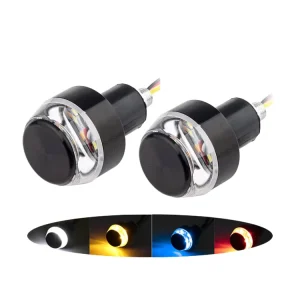 12V LED Handle Bar End Blinker 22mm Amber Grip Plug Signal Light Turn Signals Motorcycle Lighting System Flashing Handle Bar