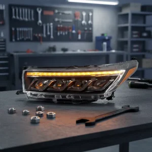 12V LED Headlight Assembly with RGB DRL Turn Signal High/Low Beam 6000K 35W Plug and Play