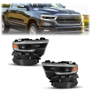 12V LED Headlights for Dodge Ram 1500 2500 3500 With DRL Turn Signal ABS Plastic 70W 4000 Lumens 3000K 68360178AD