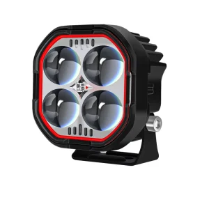12V LED Motorcycle Headlight with White Yellow Red Flash Work Light Fog Lamp Auto Exterior Accessories