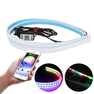 App Control 12V Car Chasing LED Symphony Side Light Warning RGB 30cm 45 60 Daytime Running Flexible DRL