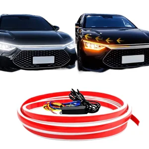 12V LED Scan Starting Car Hood Decorative Lamp Universal Daytime Running Light DRL Dynamic Auto Tuning Signal Headlight Strip