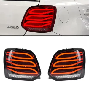 12V LED Tail Light for VW Polo New Red ABS Rear Lamps LED Taillights Running Water Turn Signal Brake Rear Lights