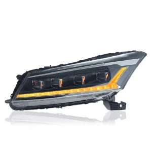 12V Modified Car Front Head Lamp Assembly LED Lens Daytime Running Lights Turn Signal fit for 08-13 Honda Accord 8th Generation