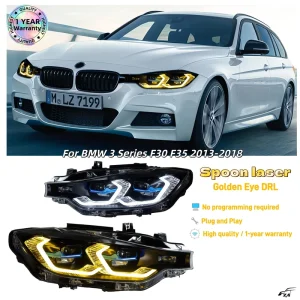 12V Modified LED Vehicle Headlights Golden Eye Daylight Lamp for BMW 3 Series F30 F35 LED Spoon Laser Headlight Assembly