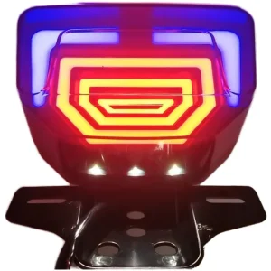 12V Motorcycle LED Brake Tail Light 30W Power Colorful Lighting Modes Flashing Function Scooter Turn Signal Indicator