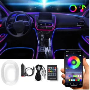 12V RGB Multicolor Strobe Ambient Light Car Door Edge Lights Mobile APP+REMOTE Control for Auto Interior Lighting