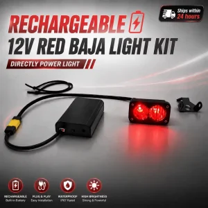 12V Rechargeable Baja LED Headlamp System Front/Rear Portable Lighting Kit Battery Pack for ATV UTV Motorcycle Dirt
