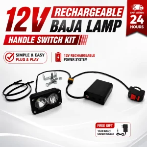 12V Rechargeable Battery Pack Baja Light LED Lamp Kit with MR60 Connector Plug and Play Motorcycle Lighting System