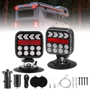 12V Rechargeable Magnetic Wireless LED Trailer Light Kit for Tractor Caravan Lorry Boat