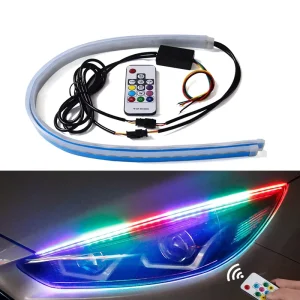 12V Remote Control Flexible Car Decorative DRL Turn Signal Light Colorful Daytime Running Lights 30CM 45CM 60CM