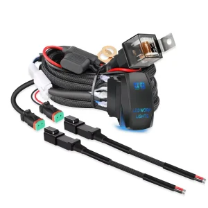 12V Rocker Switch Relay DT Connter Nylon Fog Lamp LED Light Bar Wire Harness for Offroad Pickup Trucks