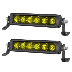 12V Single Row Yellow LED Light Bar 30W Yellow and White Small LED Light Bar LED Auxiliary Lights for Cars