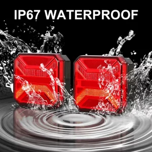 12V Universal Wireless Magnetic Trailer Light Kit Rechargeable LED Stop Turn Signal for Towing Truck RV