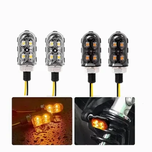 12V Waterproof Mini Turn Signal Headlight 35W Yellow LED Light for Motorcycles Miniature Lighting System