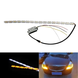 12V White Yellow Car Flexible Turn Signal Lamp Crystal Tear Eyes Auto Flexible LED DRL Strip Light