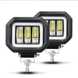 12V White Yellow LED Spotlight Work Light New Angel Eye Design for Cars Off Road Trucks Cross Border Lamp