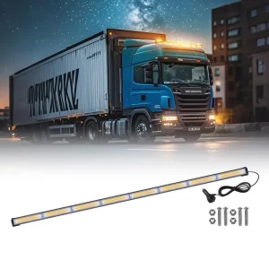 12V24V COB 47″ Emergency Light Bar Amber Traffic Signal Warning Strobe Light Directional Roof Mounting Truck Offroad Pickup IP65