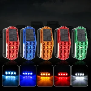 12v Solar Strobe Beacon Red and Amber Surface Mounted Light Safety Light Red Waterproof Warning Light for Truck Trailer