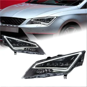 13 17 SEAT Leon OLIVER Headlight Assembly with LED Daytime Running Lights and Turn Signals 12V 35W 3000 6400LM