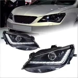 13 17 Seat Ibiza Headlight Assembly Modification Upgrade 12V 35W LED Lens Daytime Running Lights Turn Signals 3000 6400LM