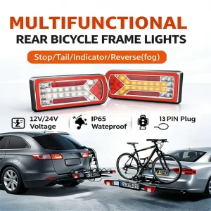 13 Pin Full Function 12/24V LED Light Bar Bike Rack Stop Tail Indicator Reverse Fog IP65 Replacement Taillight Kit Car Carrier