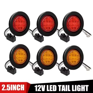 13LED Round LED Tail Light 2.5″ Flush Mount Side Marker Lights Turn Signal Lamp Stop Brake Lamp 12V for Car Truck Trailer Bus RV