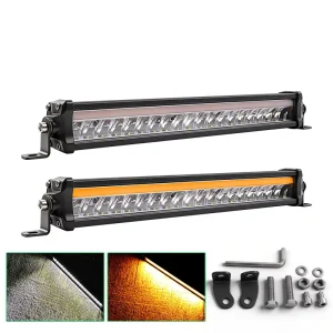 14 Inch 300W LED Work Light Bar White Yellow With Amber DRL Offroad Driving Lamp for Truck Jeep SUV ATV Pickup 4×4 Roof Bumper