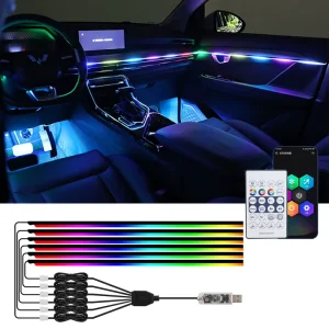 140 110cm Car Interior Ambient Light Multicolor App Remote Control Acrylic LED Strip RGB Symphony Atmosphere Lighting for Car
