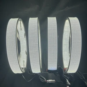 15″ 17″ 20″ Double Sided 10-20 Row Pure White LED Wheel Ring Lights BT Sync Remote Control Exterior Rim Tire Lighting Autos