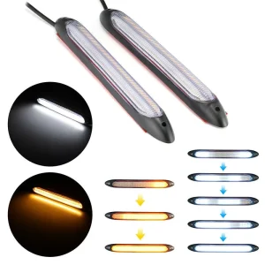 15.5CM Flexible DRL LED Strip Car Daytime Running Light Auto Headlights White Turn Signal Yellow Flow Lamps 12V Drl