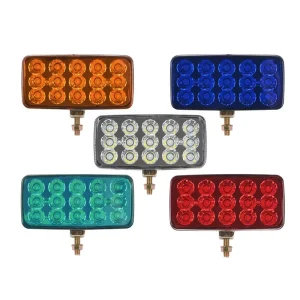 15LED Rectangle Fog Tail Light Dual Stud Mount Amber Blue White Green Red 12V 24V Truck Off Road SUV Trailer Waterproof