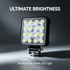 16 LED Square Car Work Light for 12V 24V Vehicles for Workshop IP67 Waterproof Off Road Lamp
