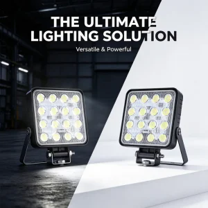16 LED Square LED Headlight Replacement for Jeep for UTV IP68 Waterproof Super Bright Spot Flood Combo Beam