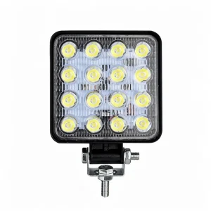 16 LED Square Work Light for Off Road Trucks for Driving IP67 Waterproof Flood Beam Auxiliary Lamp