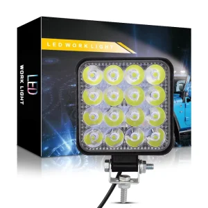 16-Lamp 48W Aluminum Spotlight Mini Square 48W Car LED Work Light Auxiliary Driving Headlight Exterior Accessories