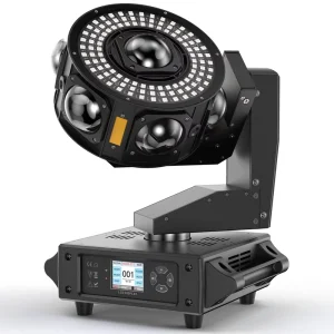 160W Moving Head Light 4 LEDs RGBW 360°Rotation DJ Light DMX 512 19 25CH with Sound Activated Moving Head Beam Light Stage Light