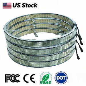 17 Inch 10 Row Double Sided White LED Wheel Ring Lights 5730 Aluminum IP68 Waterproof Glow Kit for Lifted Pickup Off Road Trucks