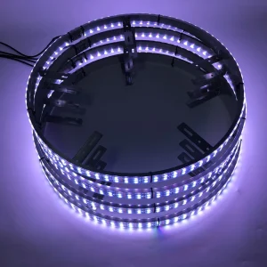 17 Inch Dual Row LED Wheel Ring Lights IP68 Waterproof RGB Chasing 12V Strobe Tuning Corner Lights Handheld RF