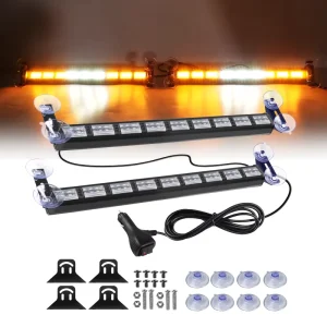 17 Inch LED Strobe Light Bar Triple Colors Multi Function Suction Cup Warning Light for Pickup Truck 12V Car Light Accessories